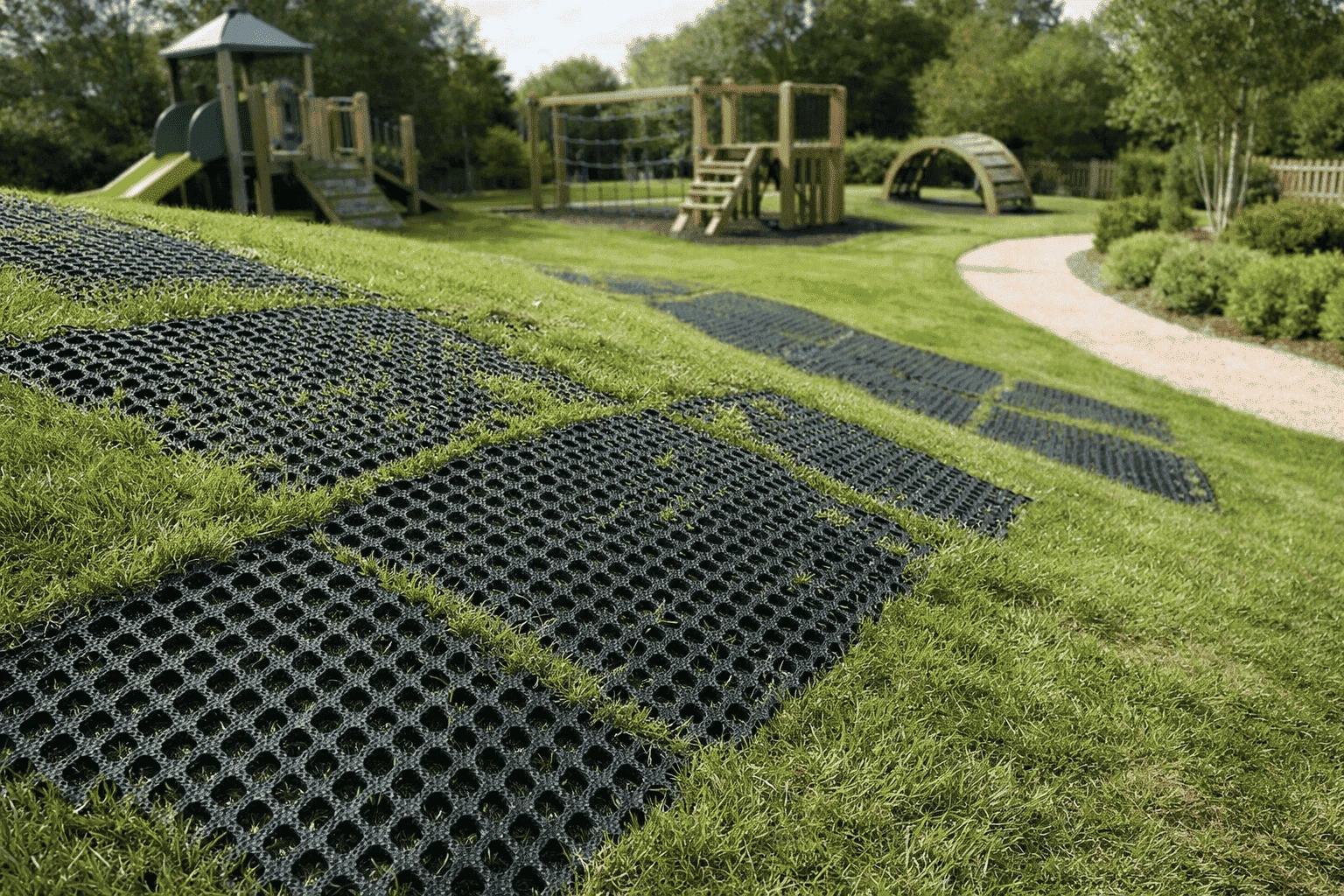 Rubber Grass Mats for Safer Play Areas & Ground Protection in Construction Projects